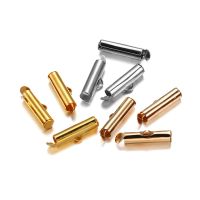 50-30Pcs/Lot 10-40mm Clasp Tubes Slider End Caps Crimp End Beads For DIY Jewelry Making Findings Accessories Supplies Wholesale