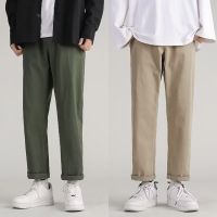 CODniuba270 Korean Casual Slim Fit Wide Leg Cotton Plain Long Pants Men Seluar Slack Lelaki