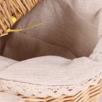 Handmade Wicker Basket with Handle Wicker Camping Picnic Basket with Double Lids Storage Hamper Basket with Cloth Lining