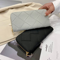 Womens Wallets Fashion Hand-woven Wallet Women Long Purses nd Designer Pu Leather Zipper Clutch Bag Female Money Coin Pocket