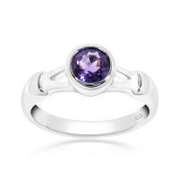 CHRISHA_แหวนเงินแท้ 925 ประดับพลอยอะเมทิส (Amethyst) และเคลือบด้วยทองคำขาว ขนาด 7 *บริการปรับขนาดแหวนฟรี แชทกับร้านก่อนสั่งซื้อ*