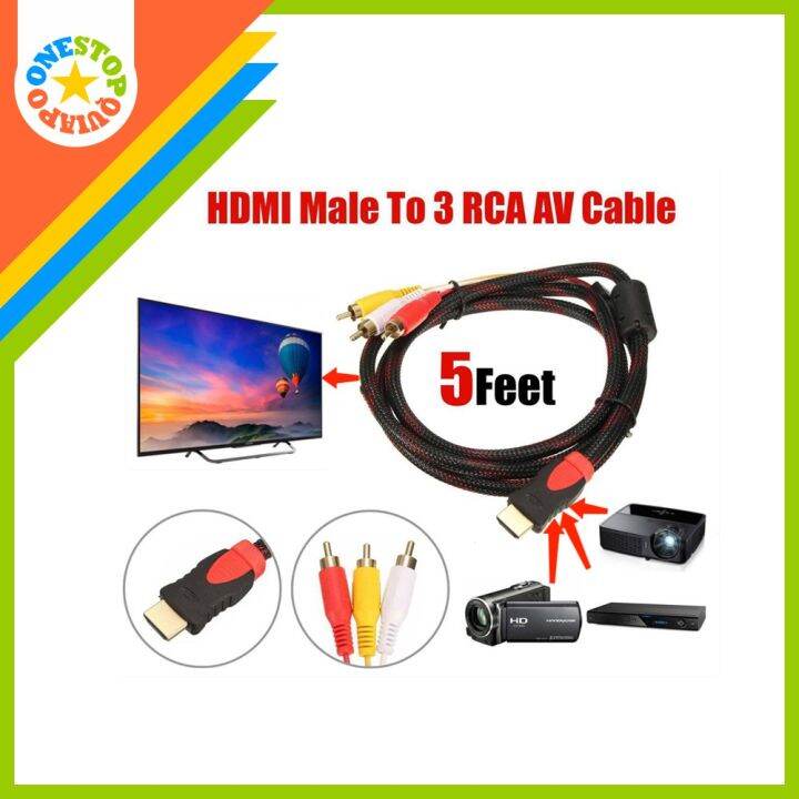 OSQ 5 feet HDMI Male to 3RCA AV Composite Male Connector Transmitter(NO