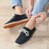 Male Casual Canvas Hemp Insole Fisherman Light Shoes Ethnic Style Men Espadrille Flats Shoes Summer Casual Shoes Driving Shoes