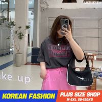 Plus size เสื้อผ้าสาวอวบ❤ เสื้อยืดสาวอวบอ้วน ไซส์ใหญ่ ผู้หญิง ทรงหลวม แขนสั้น คอกลม พิมพ์ ฤดูร้อน สไตล์เกาหลีแฟชั่น V728