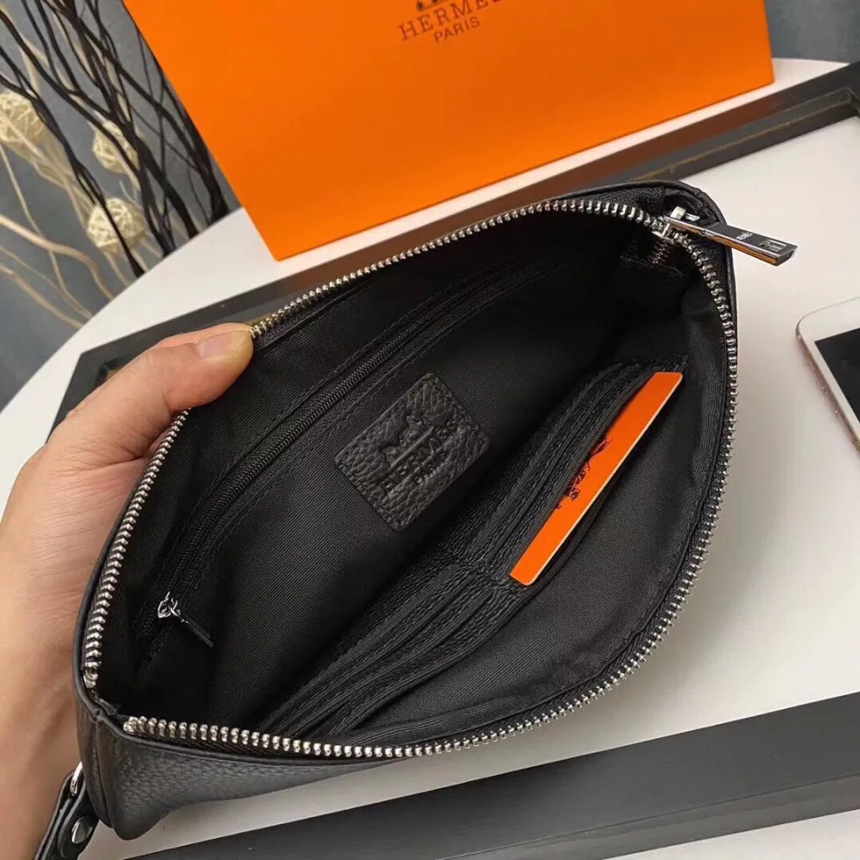 Top Quality] 100% Cowhide Men's Clutch Bag Luxury Brand Business Bag  Fashion Design Simple Envelope Bag Large Capacity