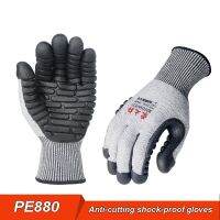 Grade 5 anti-cutting shock-absorbing gloves Latex foaming Electric drill grinding Shock protection Scratch proof Safety gloves