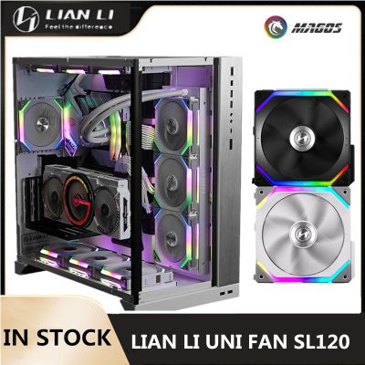 LIAN LI UNI FAN SL120, PC Case Modular RGB Fan Kit, 12ซม. 120/140มม. สายฟรีซอฟต์แวร์สมาร์ท PWM Control M/b 5V ARGB สีดำ/ สีขาว