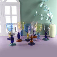 Stained Glass Goblet การจับคู่สีผสมและจับคู่แก้วไวน์ Bordeaux Cup Home Light Luxury R รูปไข่แก้วแชมเปญ Candy888