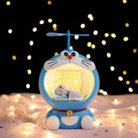 Doraemon Figure Night Light Toy Creative Cartoon Ornaments Pokonyan Student Saving Money Piggy Bank Childrens Birthday Gifts