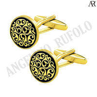 ANGELINO RUFOLO Cufflink(คัฟลิงค์) ดีไซน์ Filigree กระดุมข้อมือคัฟลิ้งโรเดียมคุณภาพเยี่ยม ตัวเรือนสีทอง/สีเงิน