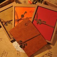 《   CYUCHEN KK 》ใหม่ล่าสุด Vintage Magic Key String Retro Leather Note Book Diary Notebook Leaf Leather Cover Blank Notebook Journal Diary