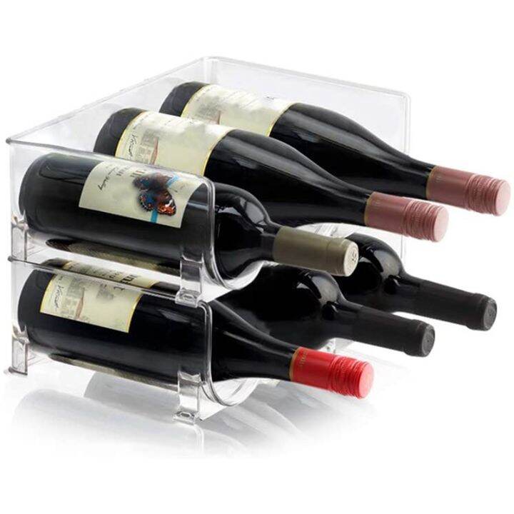 2Pcs Plastic Wine Bottle Holder Stackable Racks, Vertical Standing