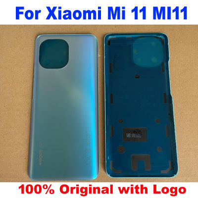 100 Asal Penutup Kaca Baru Penutup Belakang Bateri Pintu Perumahan Kes Belakang dengan Pelekat untuk Xiaomi Mi 11 MI11 5G