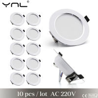 YNL 10Pcs Spot Light LED Downlight รอบโคมไฟเพดาน7W 9W 12W 15W 18W 220V LED Dowm Light LED Spotlight บ้านห้องน้ำ *