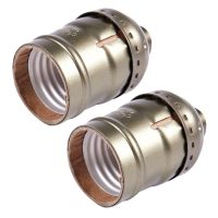 2X Vintage Lamp Light Base Socket Holder Adapter E27 Bulbs No Wire No Switch,Antique Brass