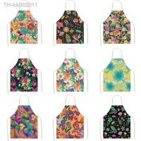 ™●♦ Creative Plant Priinting Women Kitchen Aprons Cooking oil-proof Cotton Linen Antifouling Chef Apron 55x68cm