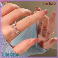 ของขวัญคริสต์มาส Cadiav แหวนผีเสื้อโลหะผสมเป็นประกายสุดหรูสไตล์เกาหลีสำหรับเครื่องประดับแฟชั่นสำหรับผู้หญิงเครื่องประดับเฉพาะตัวปรับได้เครื่องประดับงานเลี้ยงงานแต่งงาน