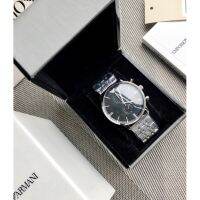 Emporio Armani นาฬิกาข้อมือผู้ชาย รุ่น AR0389 Classic Chronograph Black Dial - Silver