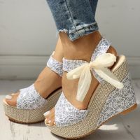 2023 INS hot lace Leisure Women Wedges heeled women Shoes 2020 Summer Sandals Party Platform High Heels Shoes Woman