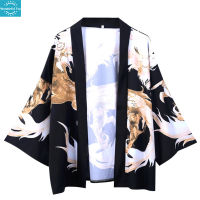 Wonderfulful】พิมพ์ลายมังกรเสื้อคาร์ดิแกน Kimono ญี่ปุ่นเสื้อลำลอง,เสื้อเชิ้ตแขนสามส่วนลำลองทรงหลวมสำหรับผู้หญิงผู้ชาย【cod】