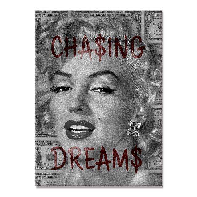 Chasing Dream Poster Black and White Marilyn Monroe Art Canvas Painting