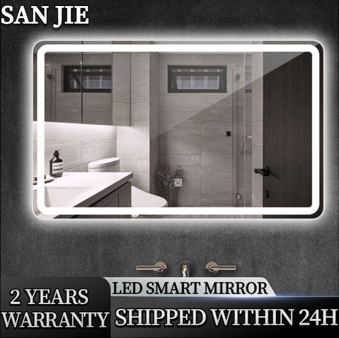 LED smart bathroom mirror threecolor infinitely dimmable vanity mirror
