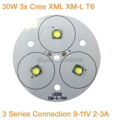 30วัตต์ Cree XLamp 3ชุด XM-L XML เย็นสีขาวอบอุ่นสีขาวเป็นกลางสีขาวไฟ LED 9-11โวลต์2-3A บน50มิลลิเมตร PCB คณะกรรมการสำหรับไฟฉายไฟฉาย