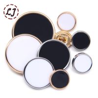 New 10pcs Golden Silver Metal Black White Sewing Buttons For Women Men Clothing Decor Shirt Sweater Overcoat Suit Accessory DIY Haberdashery