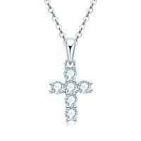 [COD]GC จริง Moissanite เพชร Crucifix จี้สร้อยคอที่มีใบรับรอง GRA ทองคำขาวชุบ S925เงินผู้หญิงไหปลาร้าสร้อยคอโซ่