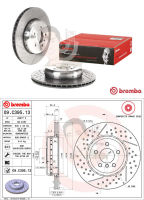 D09 C395 13 จานเบรค ล้อ R (ยี่ห้อ BREMBO) รุ่น HC BMW ซี่รี่ส์ 3 F30, ซีรี่ส์ 4 F32 Drilled/Groove ปี2011-&amp;gt;