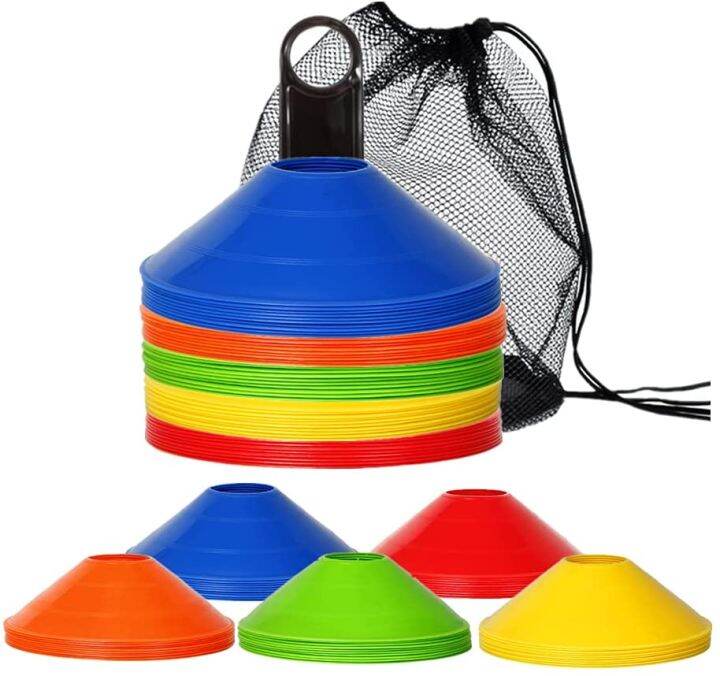 Seedopia Sport 50 Pack Soccer Cones Disc Cone Sets with Holder for