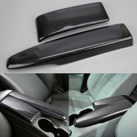 2Pcs Car Center Armrest กล่องแผง Fit สำหรับ Benz C W204 E W212 GLK X204 2010 2011 2012 2013คาร์บอนไฟเบอร์สไตล์สีดำ ABS