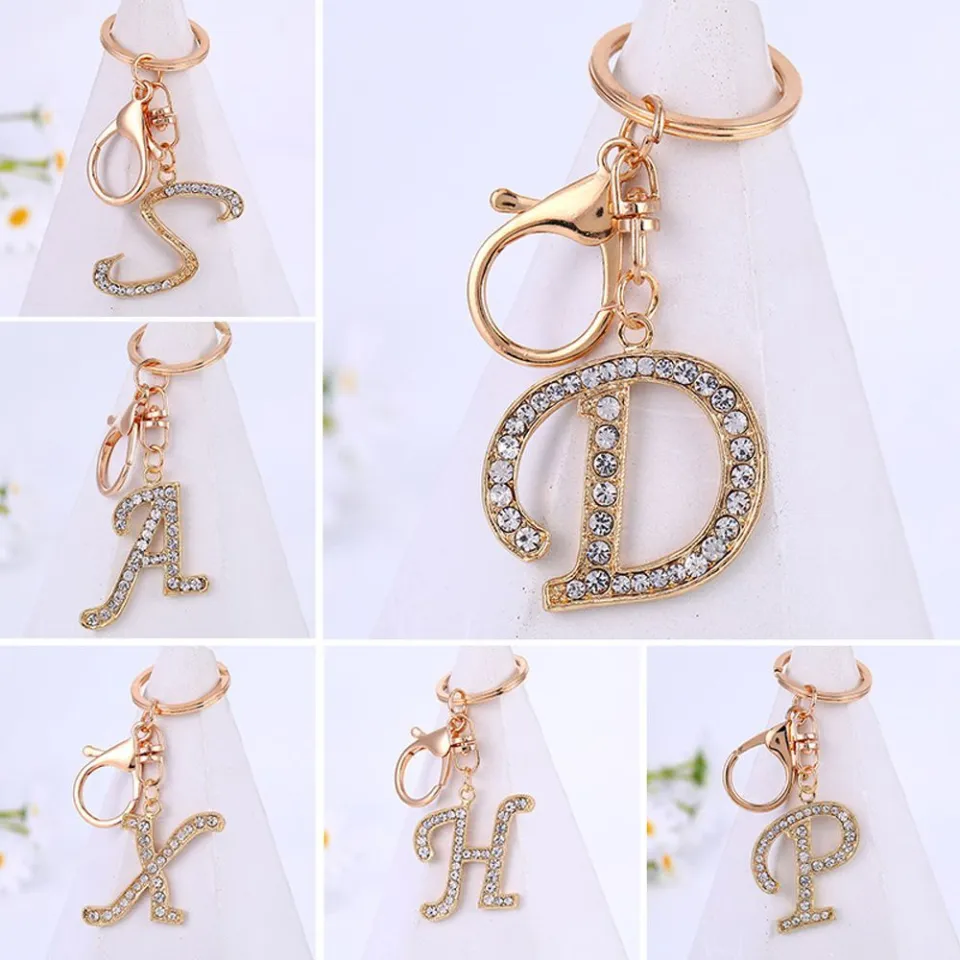 Metal Keychain A-Z Initial Key Ring 26 Capital Letter Key Chains For Women  Men Handbag Accessorie