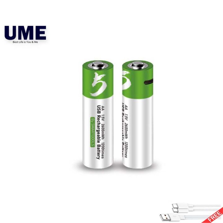 USB Rechargeable 1.5V Lithium Batteries AA Size Long-Lasting Double a  Battery 2600mwh - China Battery, Rechargeable Battery