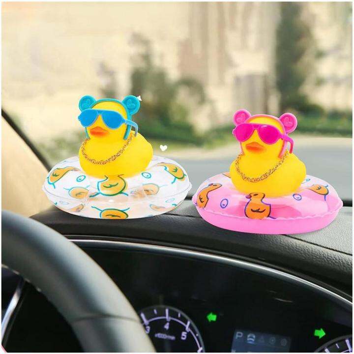 car-duck-squeak-rubber-ducks-car-ornaments-car-dashboard-duck-decoration-with-headband-swim-ring-necklace-sunglasses-for-car-dashboard-home-table-ideal