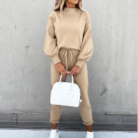 Autumn Winter Homesuit Tracksuit Women Pants Suit Solid Turtleneck Hoodie And Pocket Casual Trousers Two Piece Sets