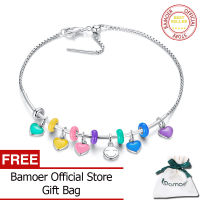 BAMOER สร้อยข้อมือปรับโซ่สีเงินแท้925สร้อยข้อมือ DIY เครื่องรางรูปหัวใจเครื่องประดับอย่างดีของขวัญวันเกิด ZHS266