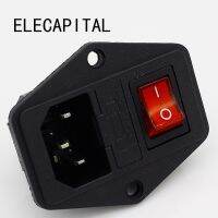 High quality Black Red 10A AC 250V 3 Terminal Power Socket with Fuse Holder NEW Electrical Circuitry  Parts