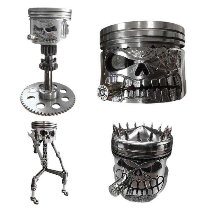 Carving Piston Skull Face Sculpture Resin Crafts Skull Face Sculpture