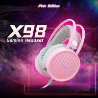 Nubwo X98 Gaming Headset 7.1 Virtual. หูฟังเกมมิ่ง USB 2.0 Pink Edition (X-SERIES)