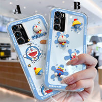 Arizino เคส OPPO A57 4G A77 5G A77S A17 A17K A15 A16 A12 A54 Reno 7Z Reno 6Z A15S A5 2020 F11 Pro F9 F7 F5 A16K A16E A5S A7 A93 A74 A76 A94 A96 A92 A53 A3S เคสโทรศัพท์ซิลิโคนแมวสีฟ้าสเตอริโอ3D แฟชั่น A9 A31 2020