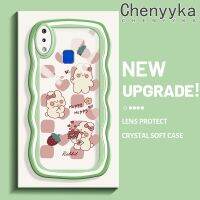 เคส Chenyyka สำหรับ VIVO Y91 Y95 Y91i เคสการ์ตูนกระต่ายมีความสุขน่ารักขอบลอนน่ารักเคสโทรศัพท์แบบใสซิลิโคนนิ่มเคสป้องกันที่เลนส์กล้องถ่ายรูปแฟชั่นเคสโปร่งใสกันกระแทก