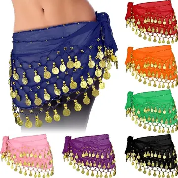 Cute Belly Dance Hip Chiffon Skirt Scarf Wrap Belt With Golden