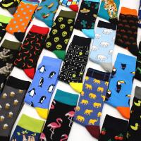 【jw】❉  2021 New Hiphop Cotton Men Socks Happy animal penguin chili for Male Wedding