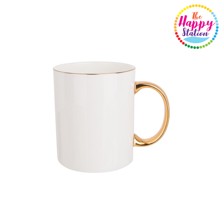 Ultima Sublimation Blanks - Gold Rim and Handle Bone China Mug, 11oz/360ml