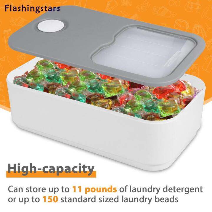 Laundry Pod Container with Sliding Lid Fits 150 Laundry Pods Storage Containers Large Laundry