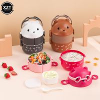 ™❧❁ Stackable Bento Box Kids Cute Bear Leakproof Lunch Containers For Hot Food Vacuum Thermos Lunch Box Thermal Boxes Kitchen Gadget