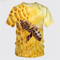 2023 NEW Casual Short Sleeve T-shirt Loose 3d Bee Print Mens Street Fashion Clothing fashion