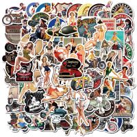 100pcs Motorcycle Retro Girl Stickers For Notebooks Stationery Vintage Sticker Aesthetic Craft Supplies Scrapbooking Material