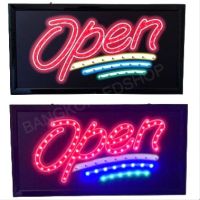 LED Sign "Open" 3ขีด #ป้ายไฟประดับร้าน #ป้ายไฟLEDสำเร็จรูป #ป้ายLEDประหยัดไฟ ป้ายไฟ AC220V เพิ่มความโดดเด่น สีสัน สวยงาม ขนาด 25x48x2cm